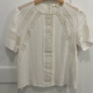 Maje White Blouse with Lace Details